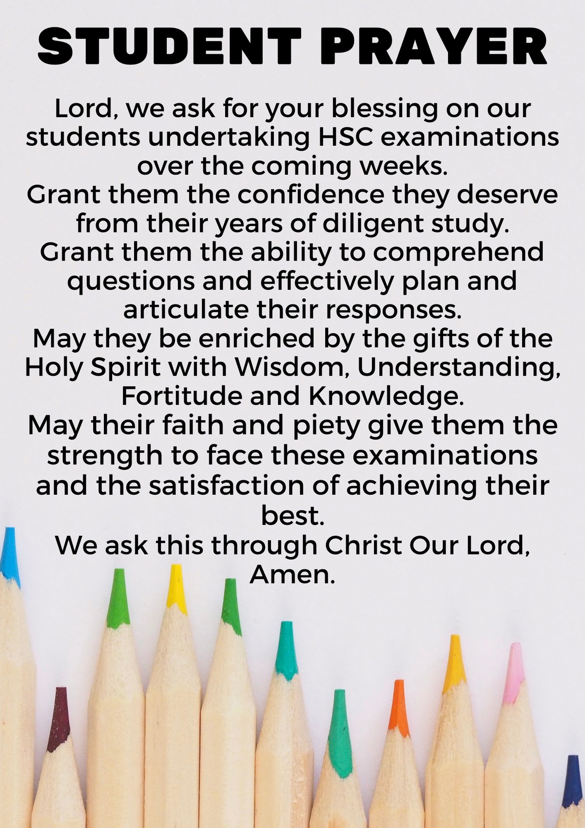 Hsc Student Prayer - Catholic Diocese Of Broken Bay